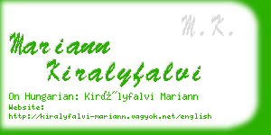 mariann kiralyfalvi business card